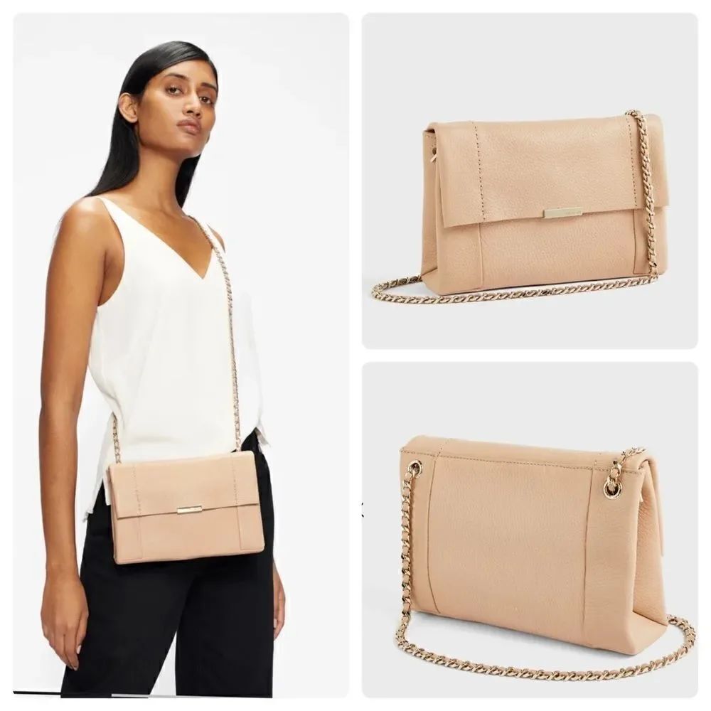 Ted Baker Parson Soft Leather Crossbody Bag Taupe NWT